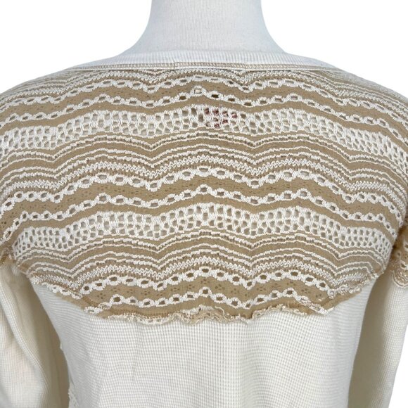 Sundance Clara Thermal Ivory Lace Button Accent Long Sleeve Top Size Medium - Picture 8 of 12